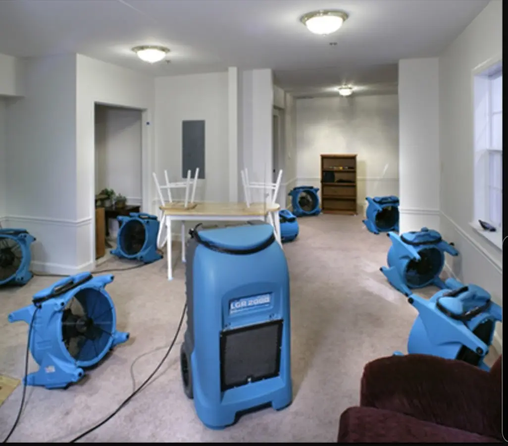 Air movers and dehumidifier setup for Water Extraction & Removal in Nitro