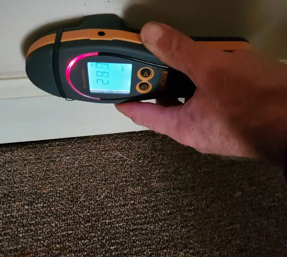 Moisture detection at baseboard during Burst Pipe Cleanup in Nitro