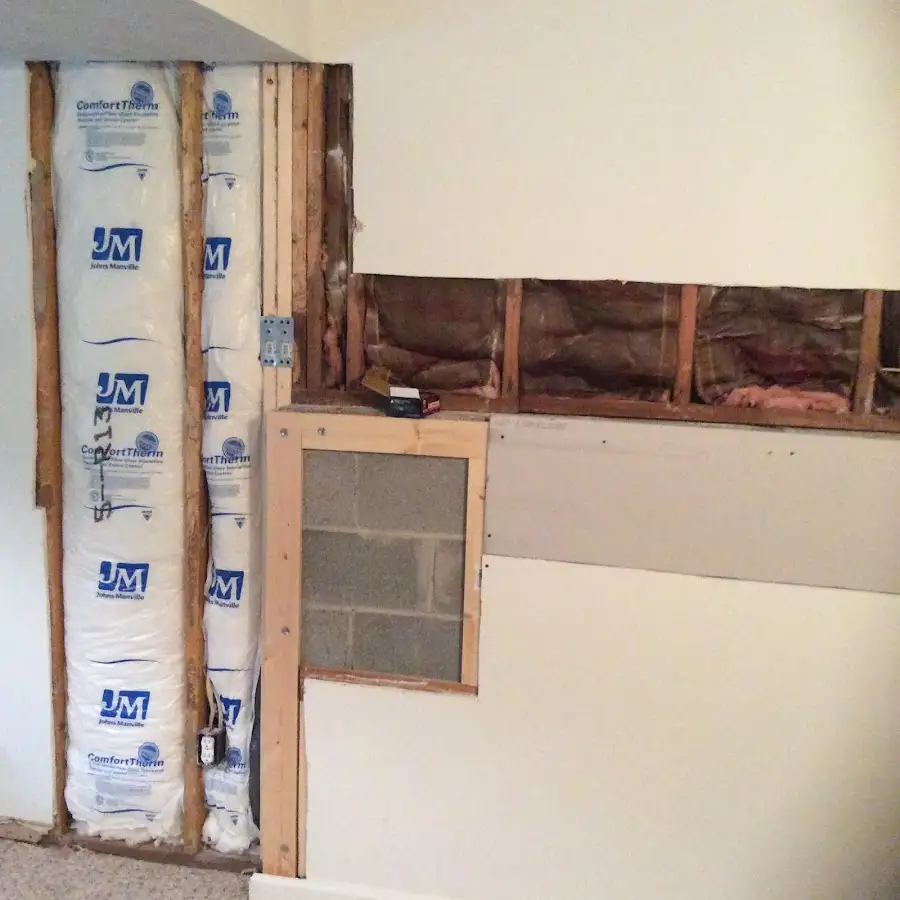 Wall insulation replacement during Basement Flood Cleanup in Nitro